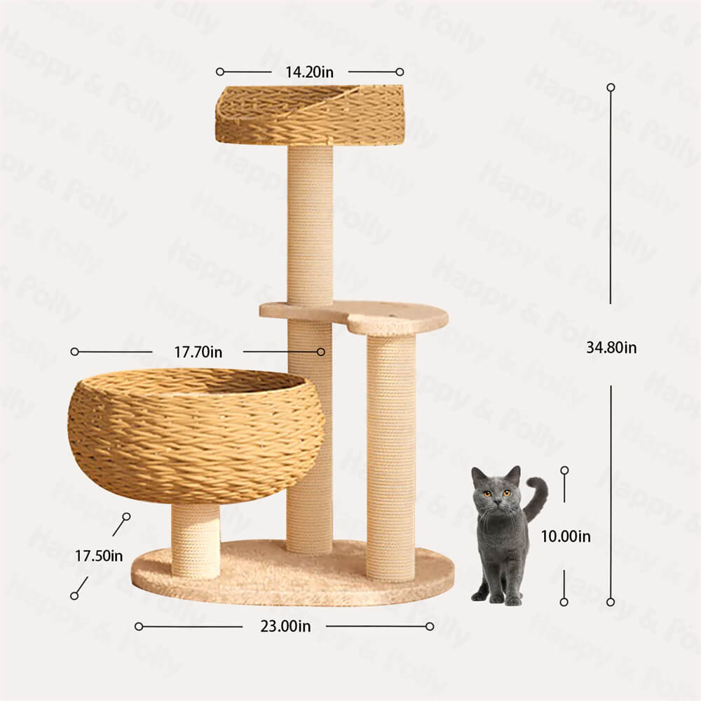 Sleeping in the Bowl Cat Tree size with cat for comparison